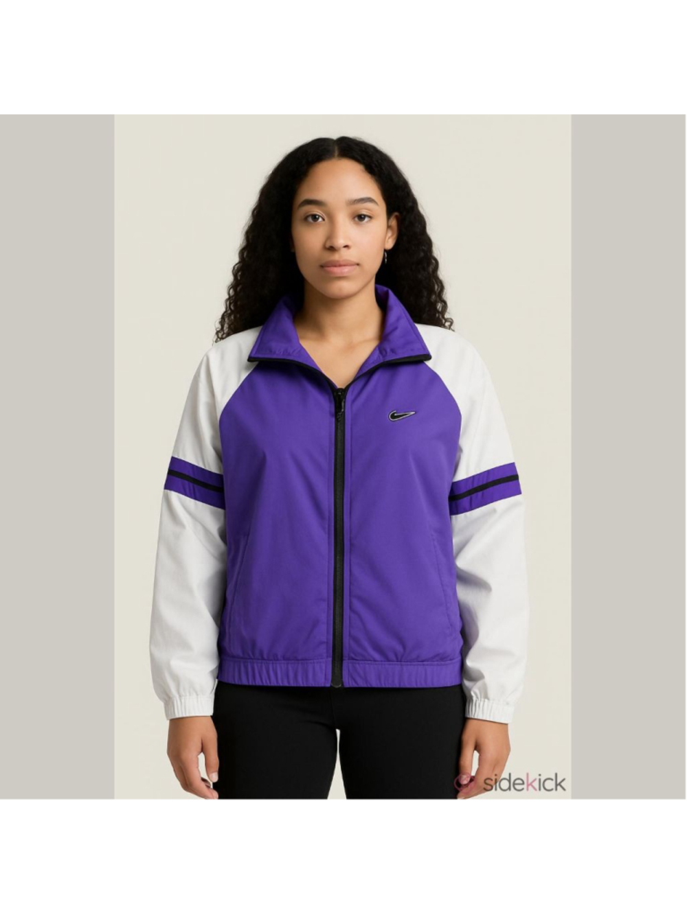 Women's Purple White Nike Zip Front XL Windbreaker Jacket